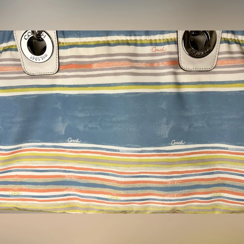 COACH Nautical East West Striped Beach‎ Summer Theme Purse F16624 Limited Ed